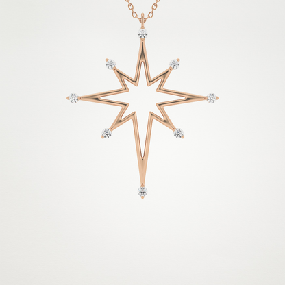 0.17 CT Moissanite Star Shaped Necklace in 14K or 18K Solid Gold – DEF Color, VVS Clarity