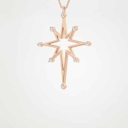 0.17 CT Moissanite Star Shaped Necklace in 14K or 18K Solid Gold – DEF Color, VVS Clarity