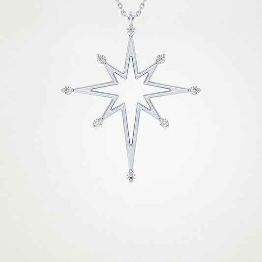 0.17 CT Moissanite Star Shaped Necklace in 14K or 18K Solid Gold – DEF Color, VVS Clarity