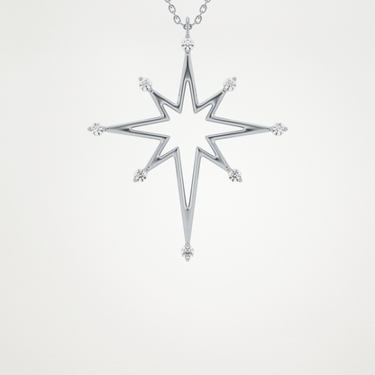 0.17 CT Moissanite Star Shaped Necklace in 14K or 18K Solid Gold – DEF Color, VVS Clarity