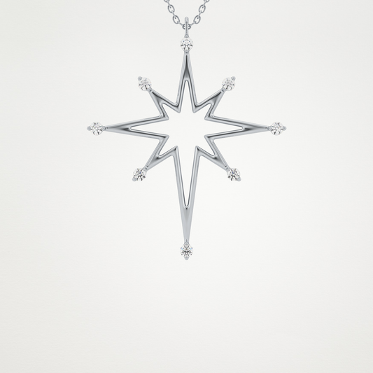 0.17 CT Moissanite Star Shaped Necklace in 14K or 18K Solid Gold – DEF Color, VVS Clarity