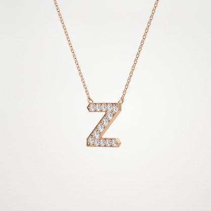 0.28 CT Moissanite Z-Shaped Necklace in 14K or 18K Solid Gold – DEF Color, VVS Clarity