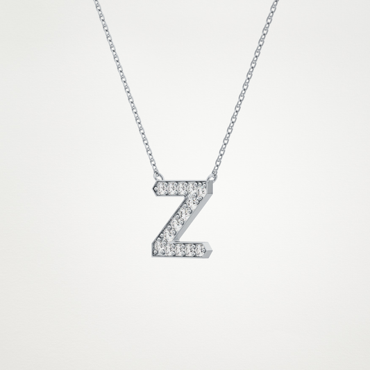 0.28 CT Moissanite Z-Shaped Necklace in 14K or 18K Solid Gold – DEF Color, VVS Clarity