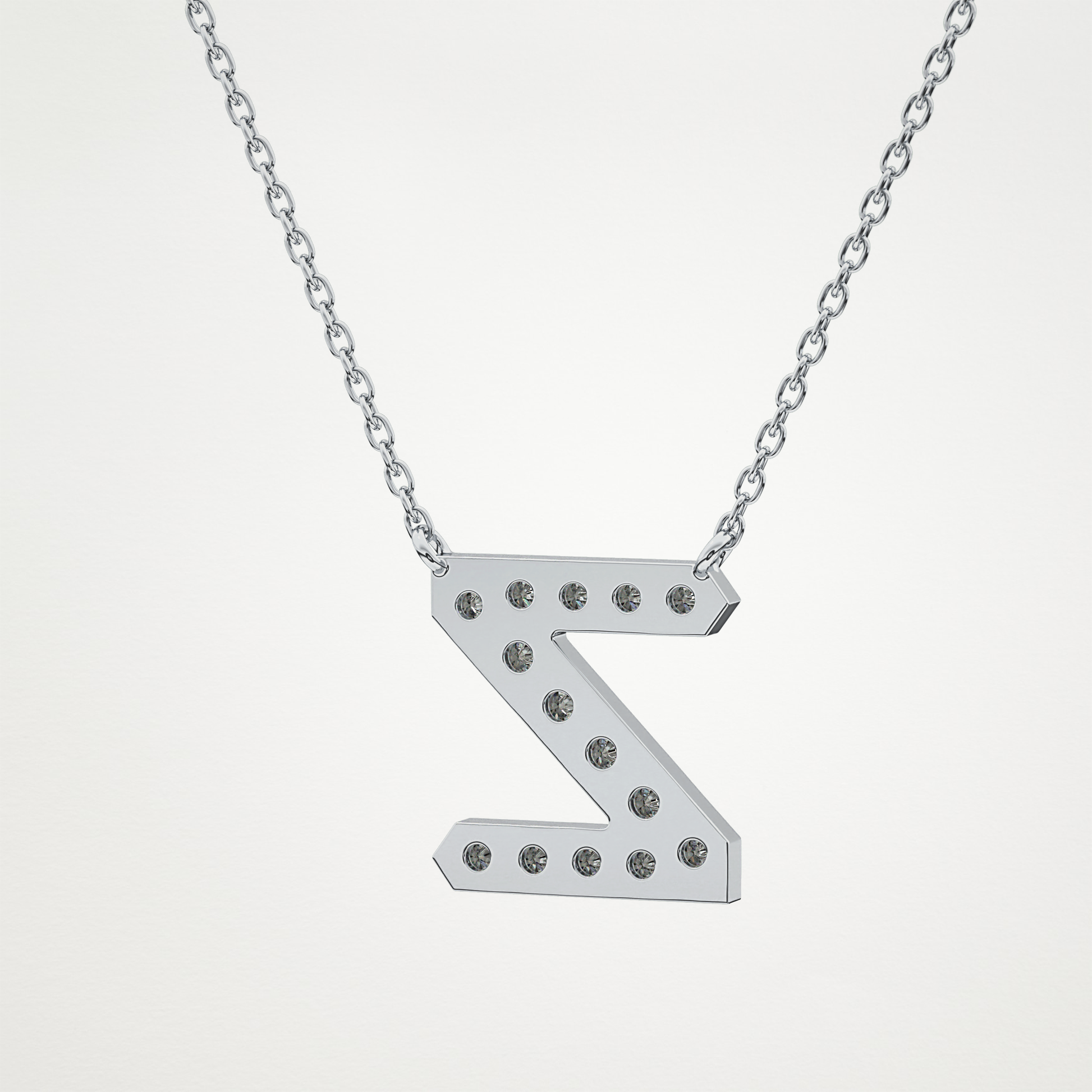 0.28 CT Moissanite Z-Shaped Necklace in 14K or 18K Solid Gold – DEF Color, VVS Clarity