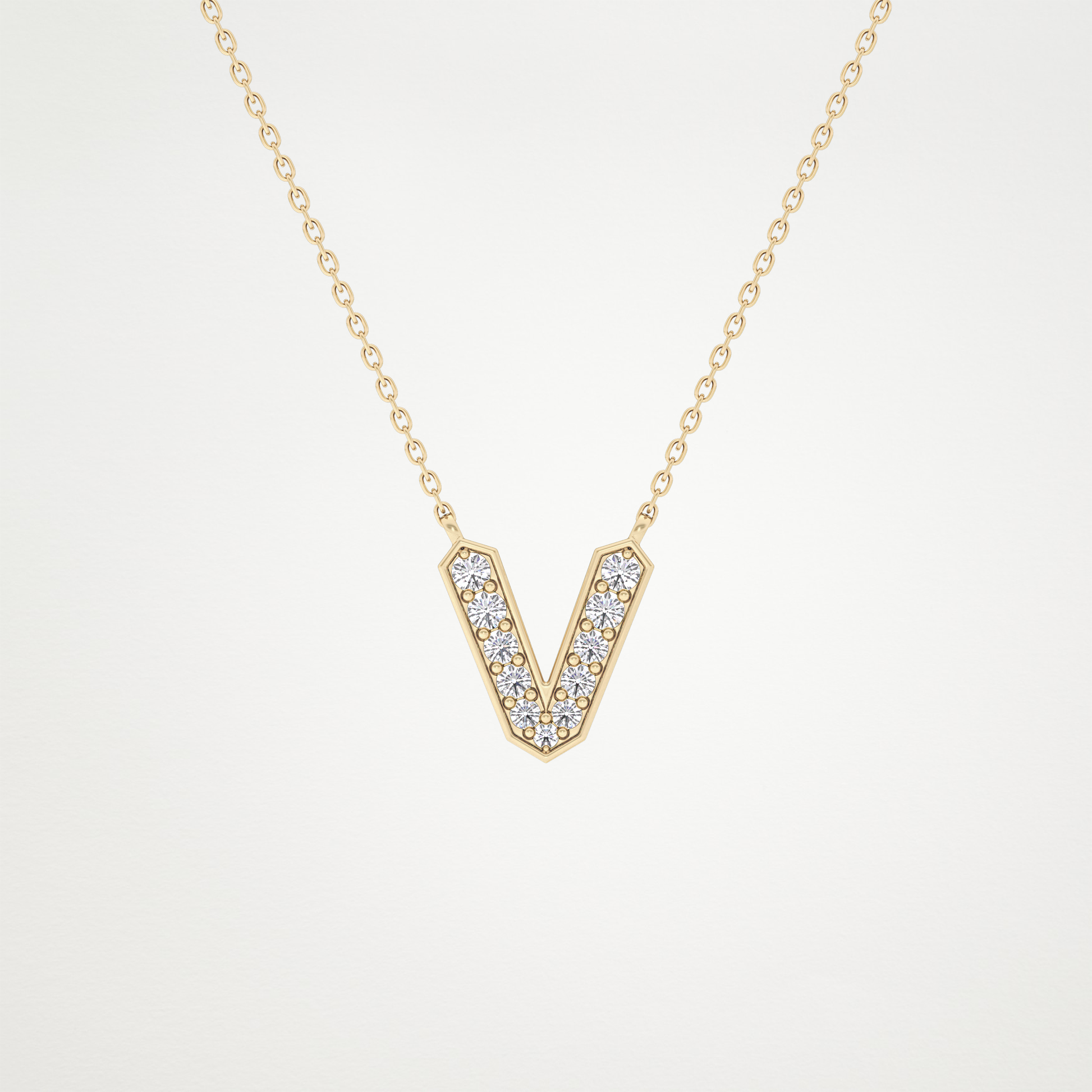 0.18 CT Moissanite V-Shaped Necklace in 14K or 18K Solid Gold – DEF Color, VVS Clarity