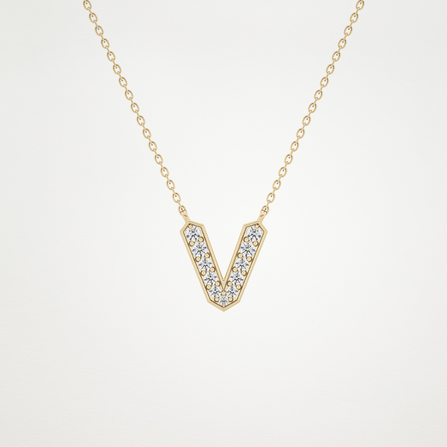 0.18 CT Moissanite V-Shaped Necklace in 14K or 18K Solid Gold – DEF Color, VVS Clarity