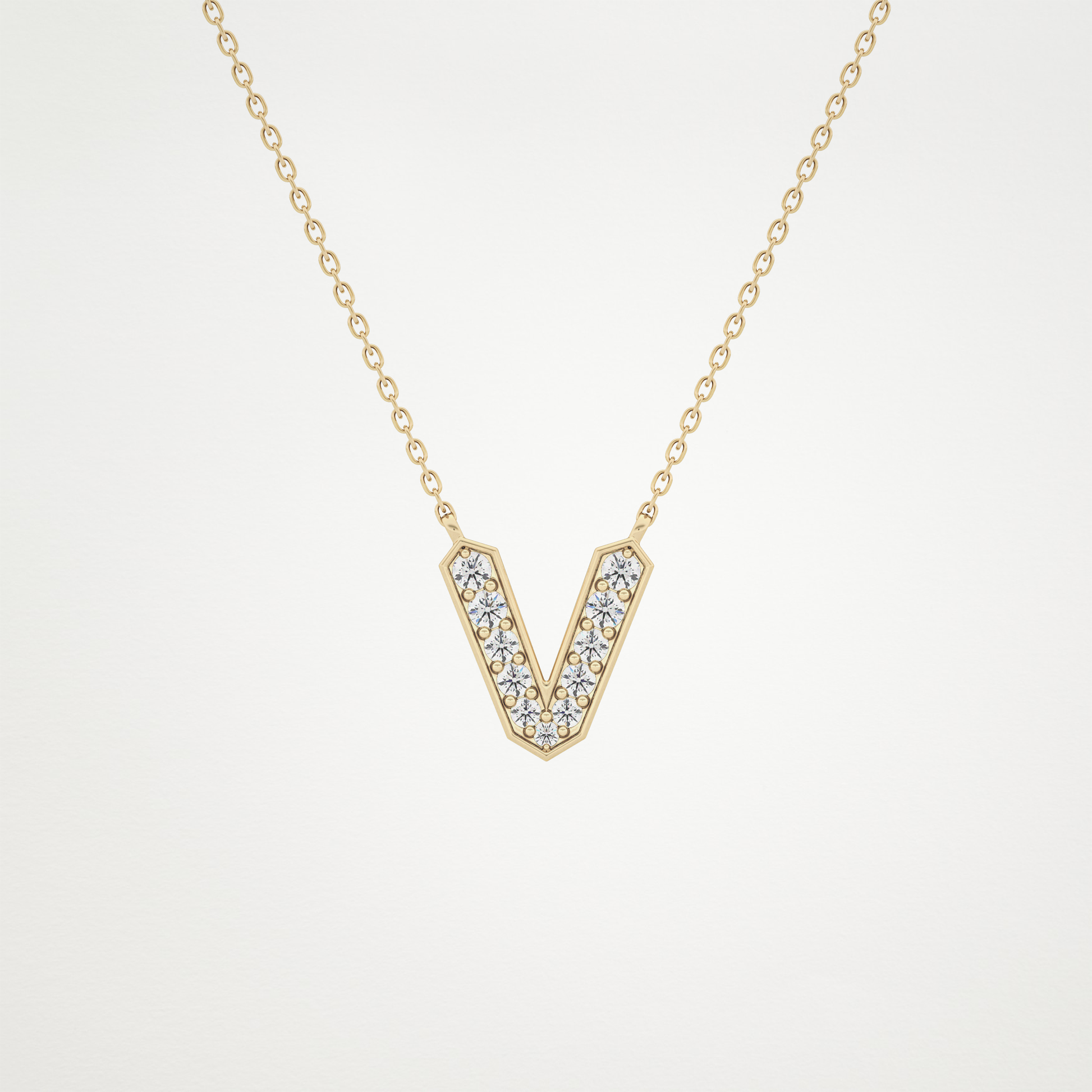 0.18 CT Moissanite V-Shaped Necklace in 14K or 18K Solid Gold – DEF Color, VVS Clarity