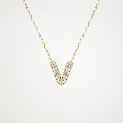 0.18 CT Moissanite V-Shaped Necklace in 14K or 18K Solid Gold – DEF Color, VVS Clarity