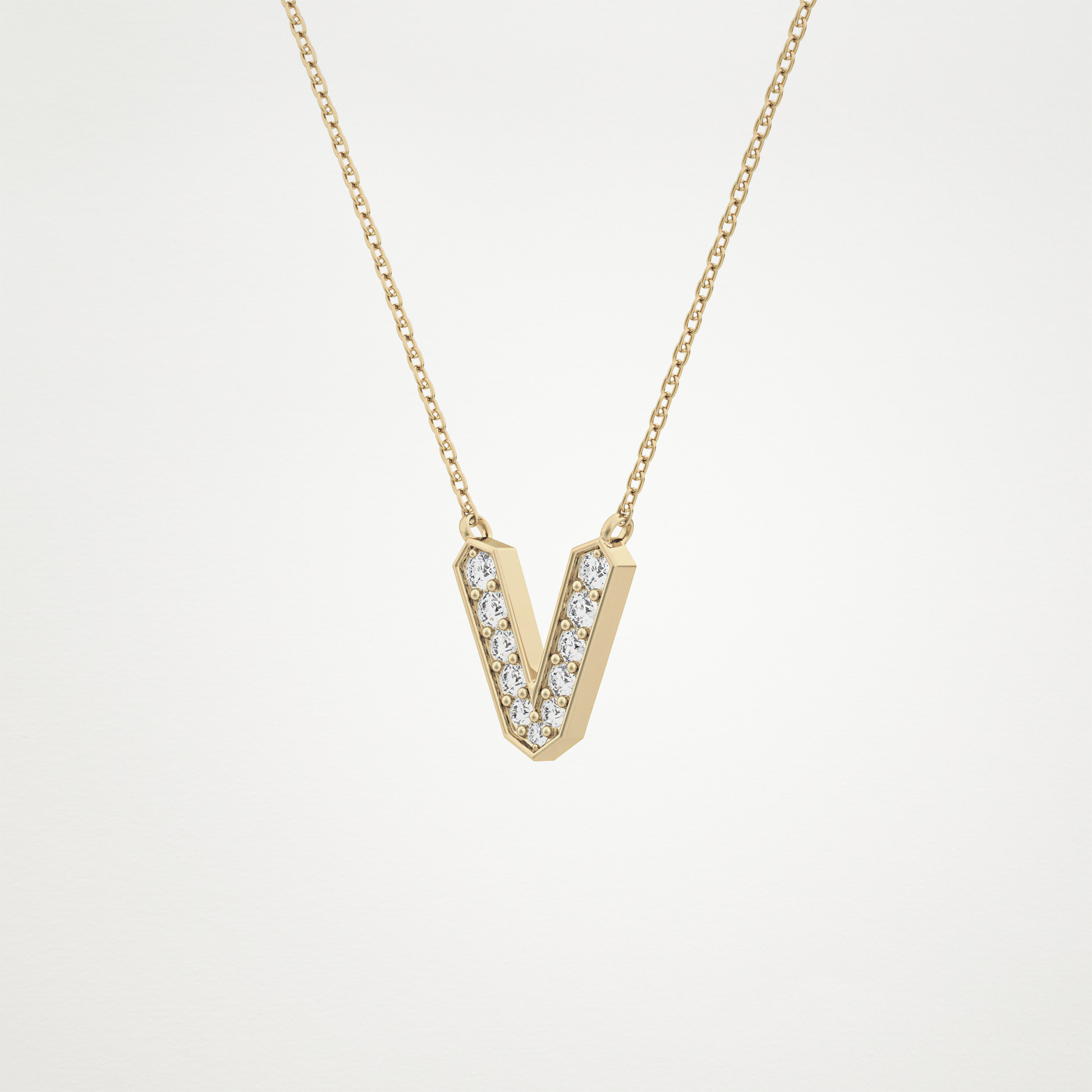 0.18 CT Moissanite V-Shaped Necklace in 14K or 18K Solid Gold – DEF Color, VVS Clarity
