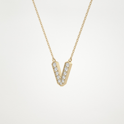 0.18 CT Moissanite V-Shaped Necklace in 14K or 18K Solid Gold – DEF Color, VVS Clarity