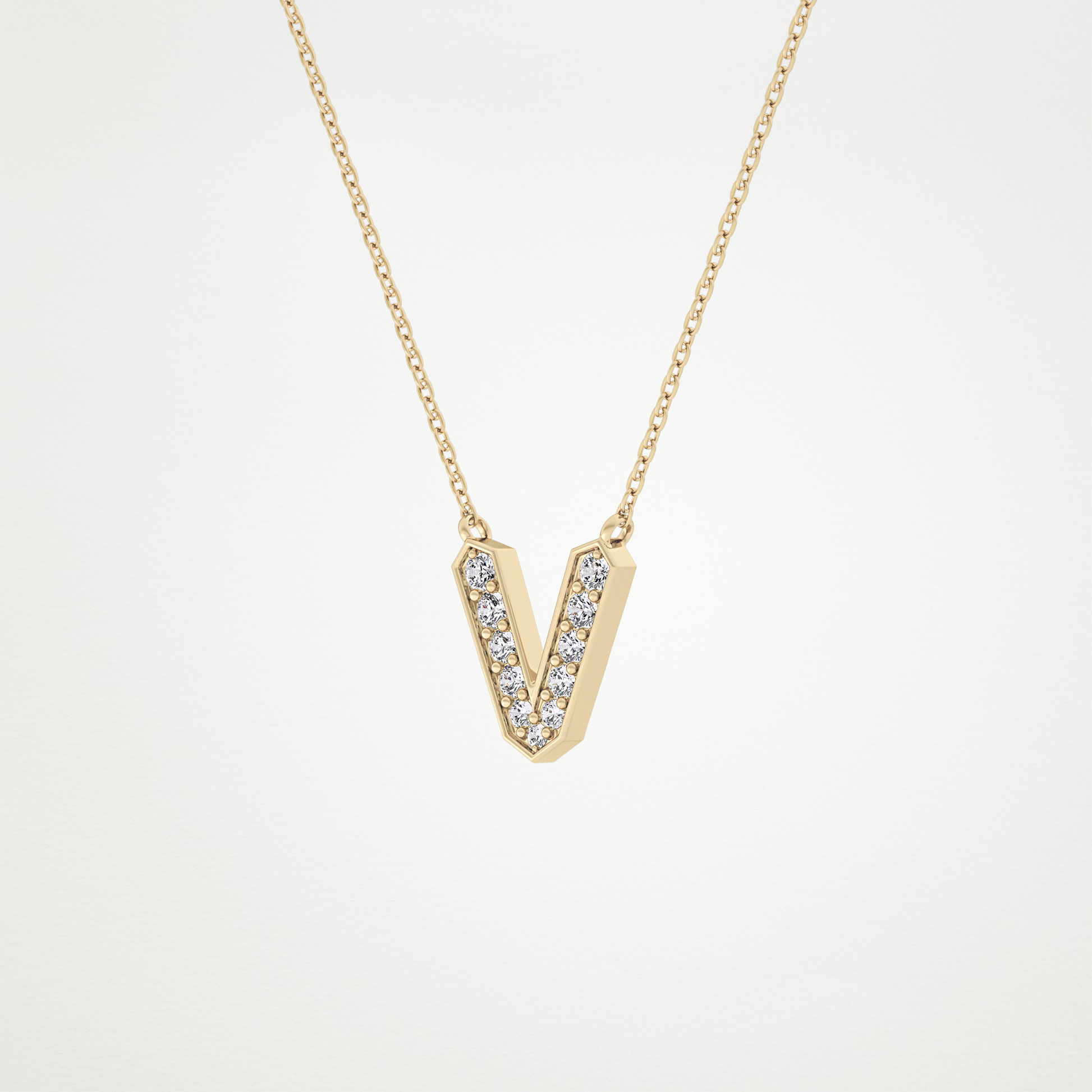0.18 CT Moissanite V-Shaped Necklace in 14K or 18K Solid Gold – DEF Color, VVS Clarity