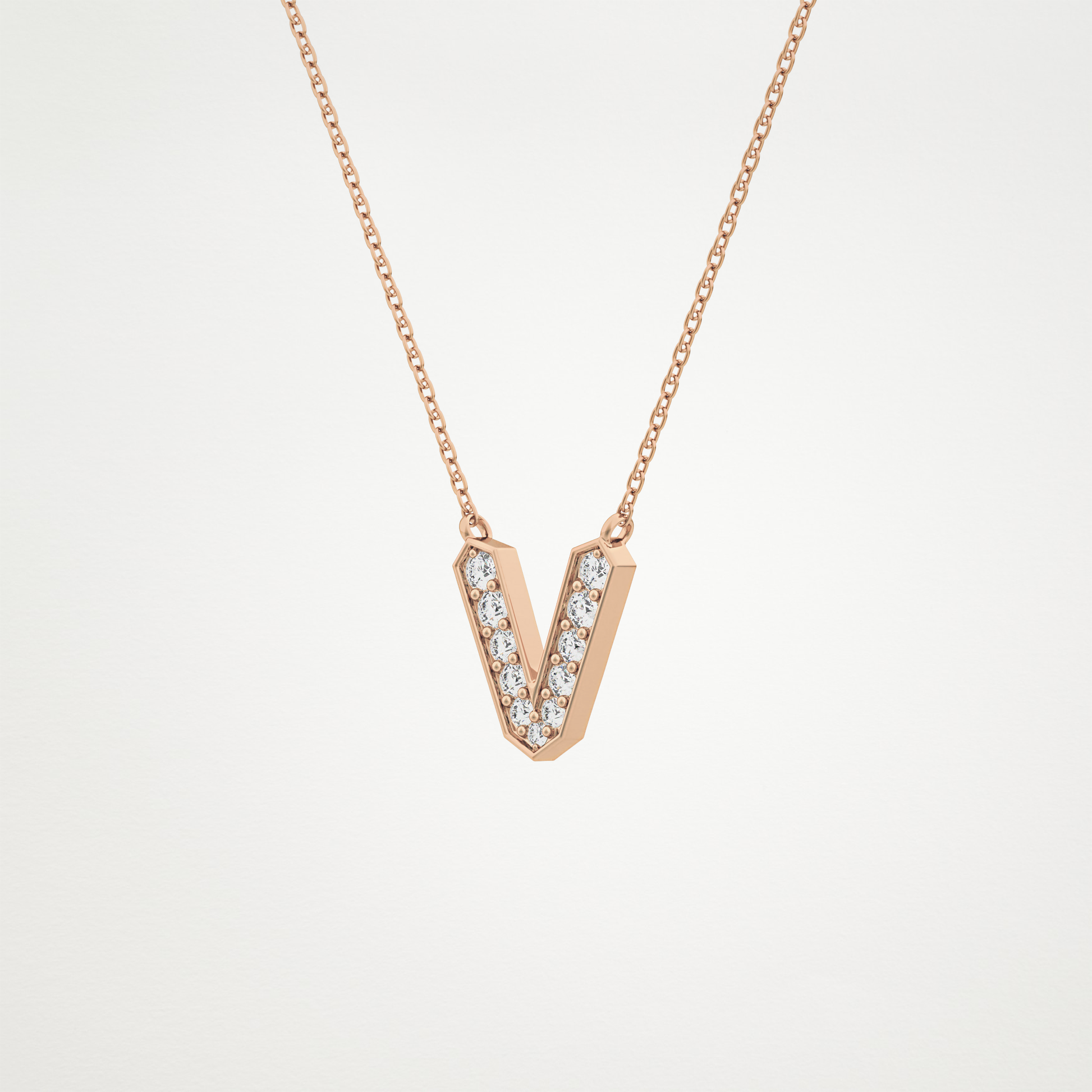 0.18 CT Moissanite V-Shaped Necklace in 14K or 18K Solid Gold – DEF Color, VVS Clarity