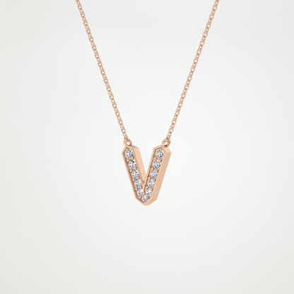 0.18 CT Moissanite V-Shaped Necklace in 14K or 18K Solid Gold – DEF Color, VVS Clarity