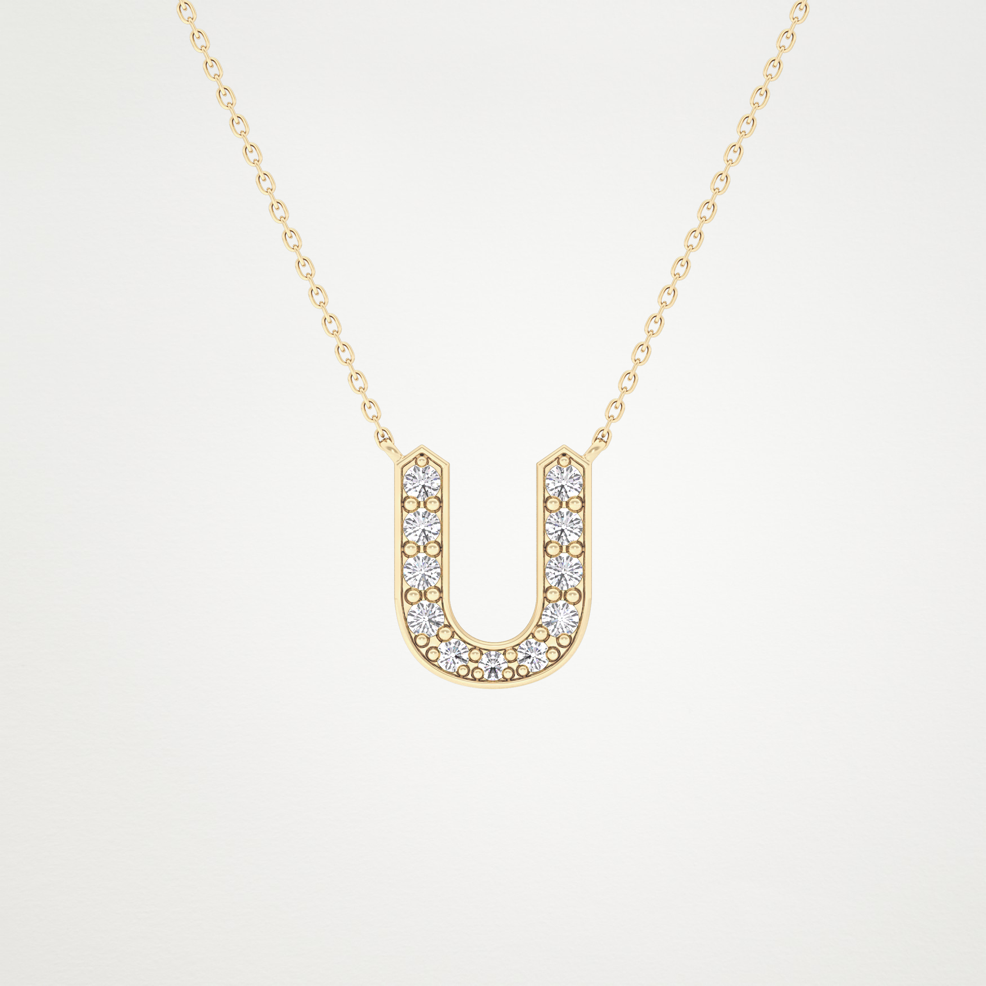 0.26 CT Moissanite U-Shaped Necklace in 14K or 18K Solid Gold – DEF Color, VVS Clarity