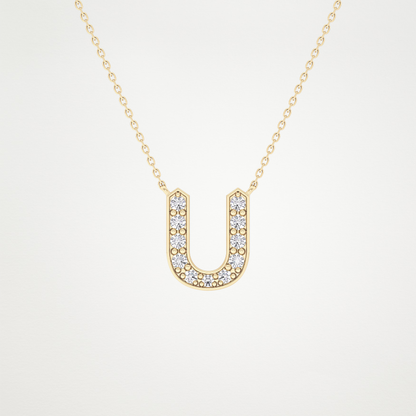 0.26 CT Moissanite U-Shaped Necklace in 14K or 18K Solid Gold – DEF Color, VVS Clarity