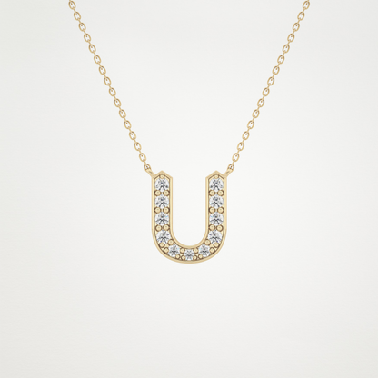 0.26 CT Moissanite U-Shaped Necklace in 14K or 18K Solid Gold – DEF Color, VVS Clarity