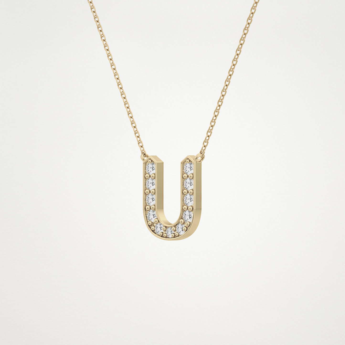 0.26 CT Moissanite U-Shaped Necklace in 14K or 18K Solid Gold – DEF Color, VVS Clarity