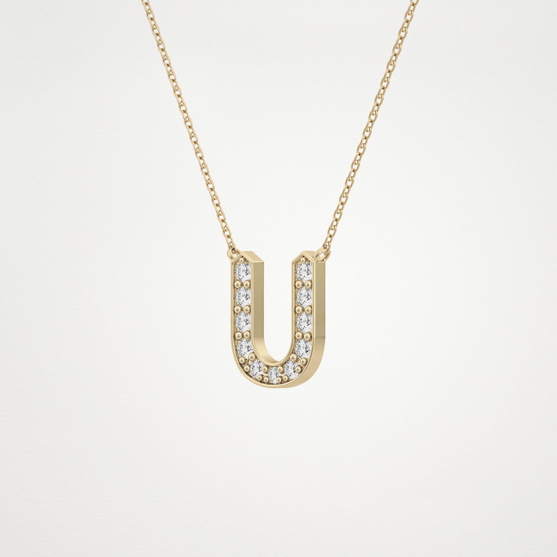 0.26 CT Moissanite U-Shaped Necklace in 14K or 18K Solid Gold – DEF Color, VVS Clarity