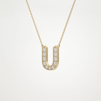 0.26 CT Moissanite U-Shaped Necklace in 14K or 18K Solid Gold – DEF Color, VVS Clarity