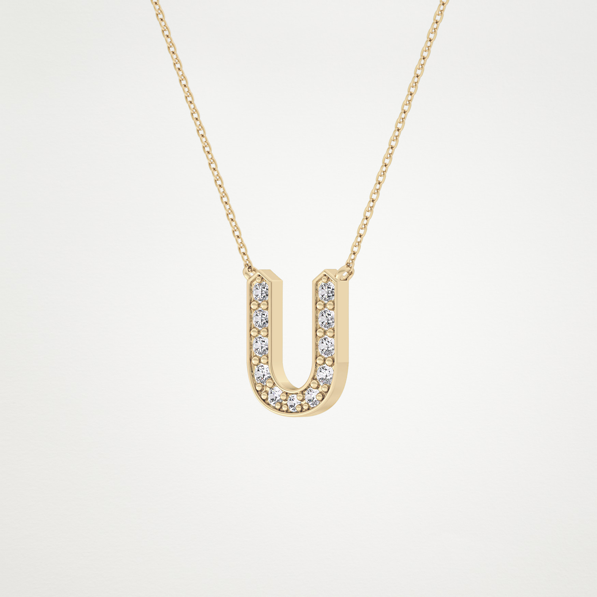0.26 CT Moissanite U-Shaped Necklace in 14K or 18K Solid Gold – DEF Color, VVS Clarity