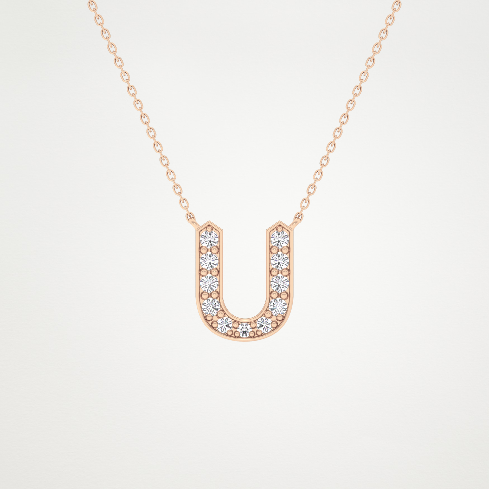 0.26 CT Moissanite U-Shaped Necklace in 14K or 18K Solid Gold – DEF Color, VVS Clarity