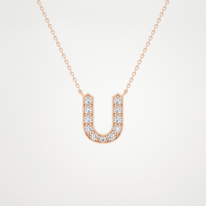 0.26 CT Moissanite U-Shaped Necklace in 14K or 18K Solid Gold – DEF Color, VVS Clarity
