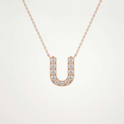 0.26 CT Moissanite U-Shaped Necklace in 14K or 18K Solid Gold – DEF Color, VVS Clarity