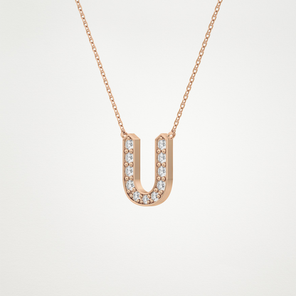 0.26 CT Moissanite U-Shaped Necklace in 14K or 18K Solid Gold – DEF Color, VVS Clarity