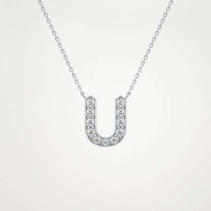 0.26 CT Moissanite U-Shaped Necklace in 14K or 18K Solid Gold – DEF Color, VVS Clarity