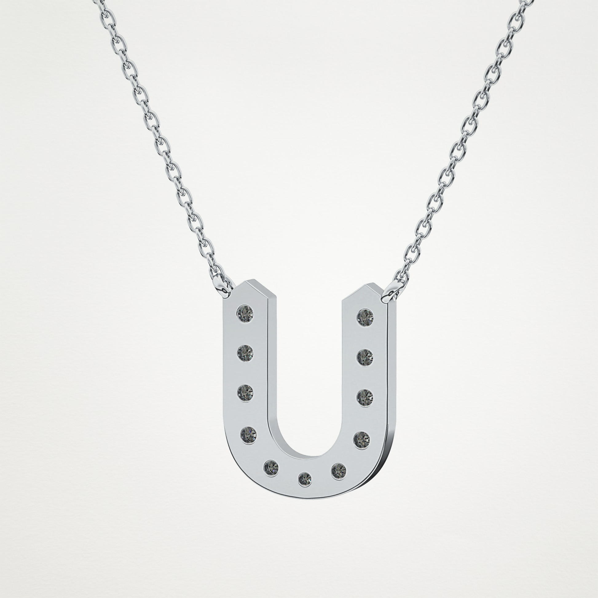 0.26 CT Moissanite U-Shaped Necklace in 14K or 18K Solid Gold – DEF Color, VVS Clarity