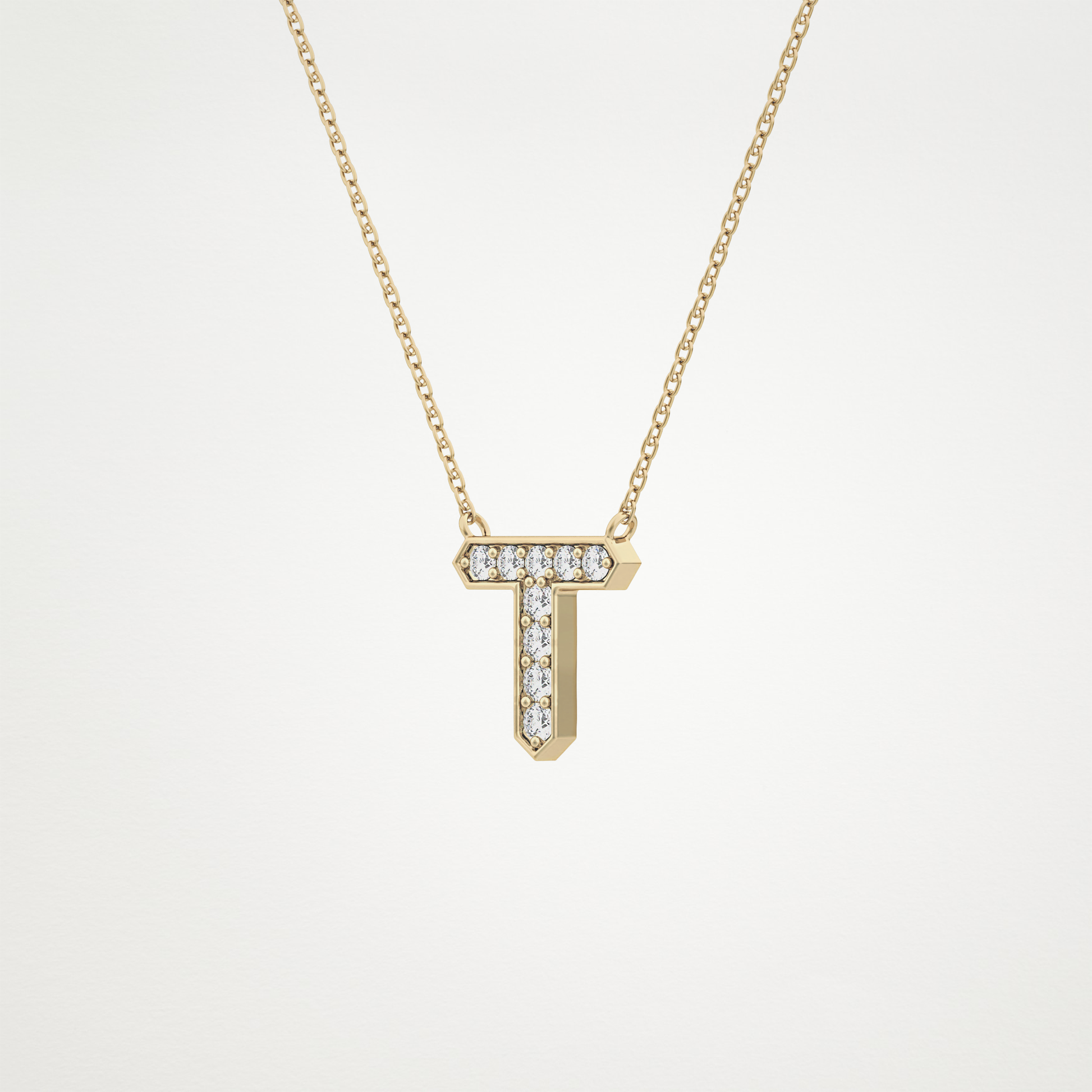 0.17 CT Moissanite T-Shaped Necklace in 14K or 18K Solid Gold – DEF Color, VVS Clarity