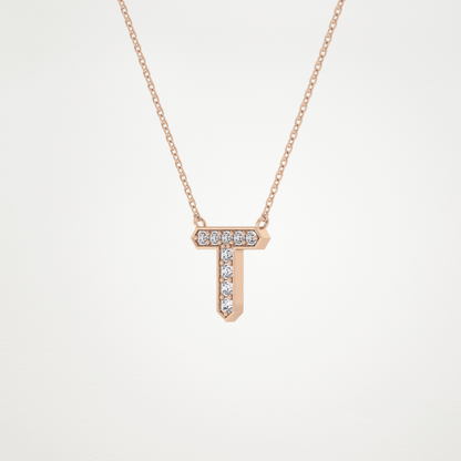0.17 CT Moissanite T-Shaped Necklace in 14K or 18K Solid Gold – DEF Color, VVS Clarity