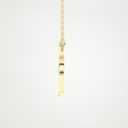 0.348 CT Moissanite R-Shaped Necklace in 14K or 18K Solid Gold – DEF Color, VVS Clarity