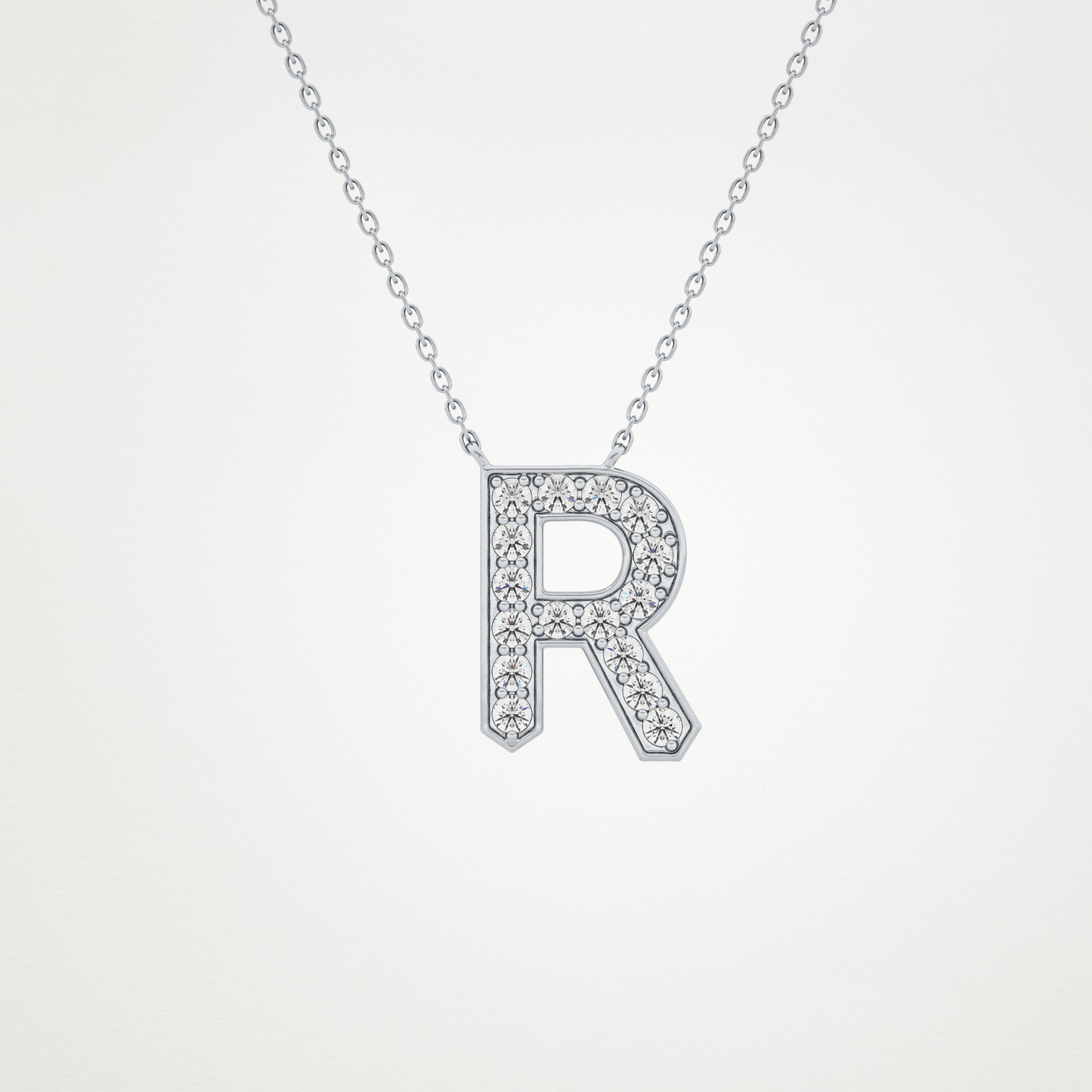 0.348 CT Moissanite R-Shaped Necklace in 14K or 18K Solid Gold – DEF Color, VVS Clarity