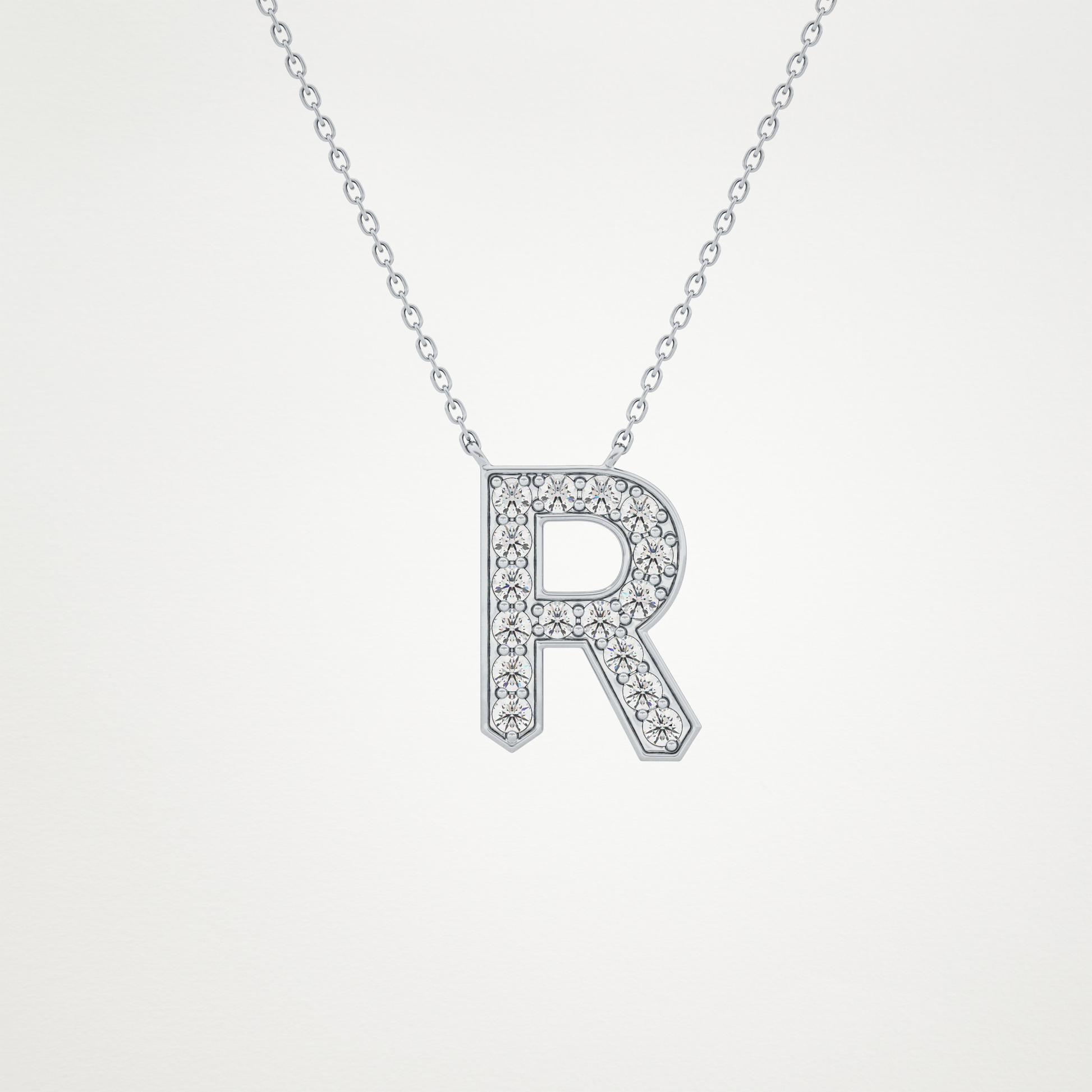0.348 CT Moissanite R-Shaped Necklace in 14K or 18K Solid Gold – DEF Color, VVS Clarity