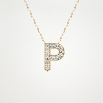 0.39 CT Moissanite P-Shaped Necklace in 14K or 18K Solid Gold – DEF Color, VVS Clarity