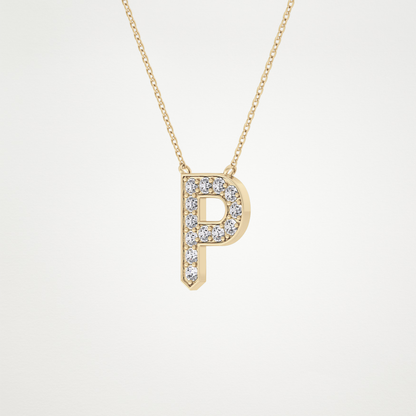 0.39 CT Moissanite P-Shaped Necklace in 14K or 18K Solid Gold – DEF Color, VVS Clarity