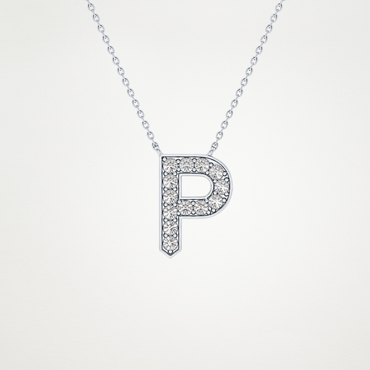 0.39 CT Moissanite P-Shaped Necklace in 14K or 18K Solid Gold – DEF Color, VVS Clarity