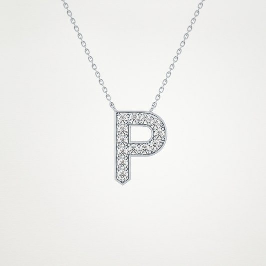0.39 CT Moissanite P-Shaped Necklace in 14K or 18K Solid Gold – DEF Color, VVS Clarity