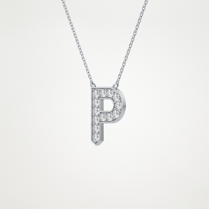 0.39 CT Moissanite P-Shaped Necklace in 14K or 18K Solid Gold – DEF Color, VVS Clarity