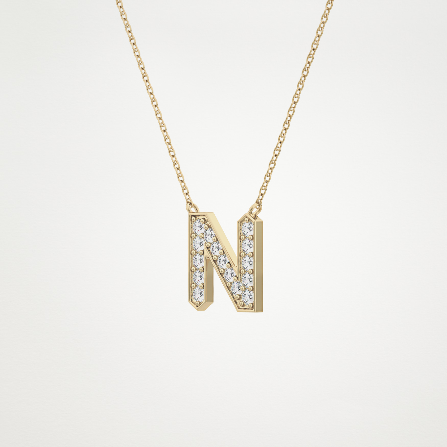 0.31 CT Moissanite N-Shaped Necklace in 14K or 18K Solid Gold – DEF Color, VVS Clarity