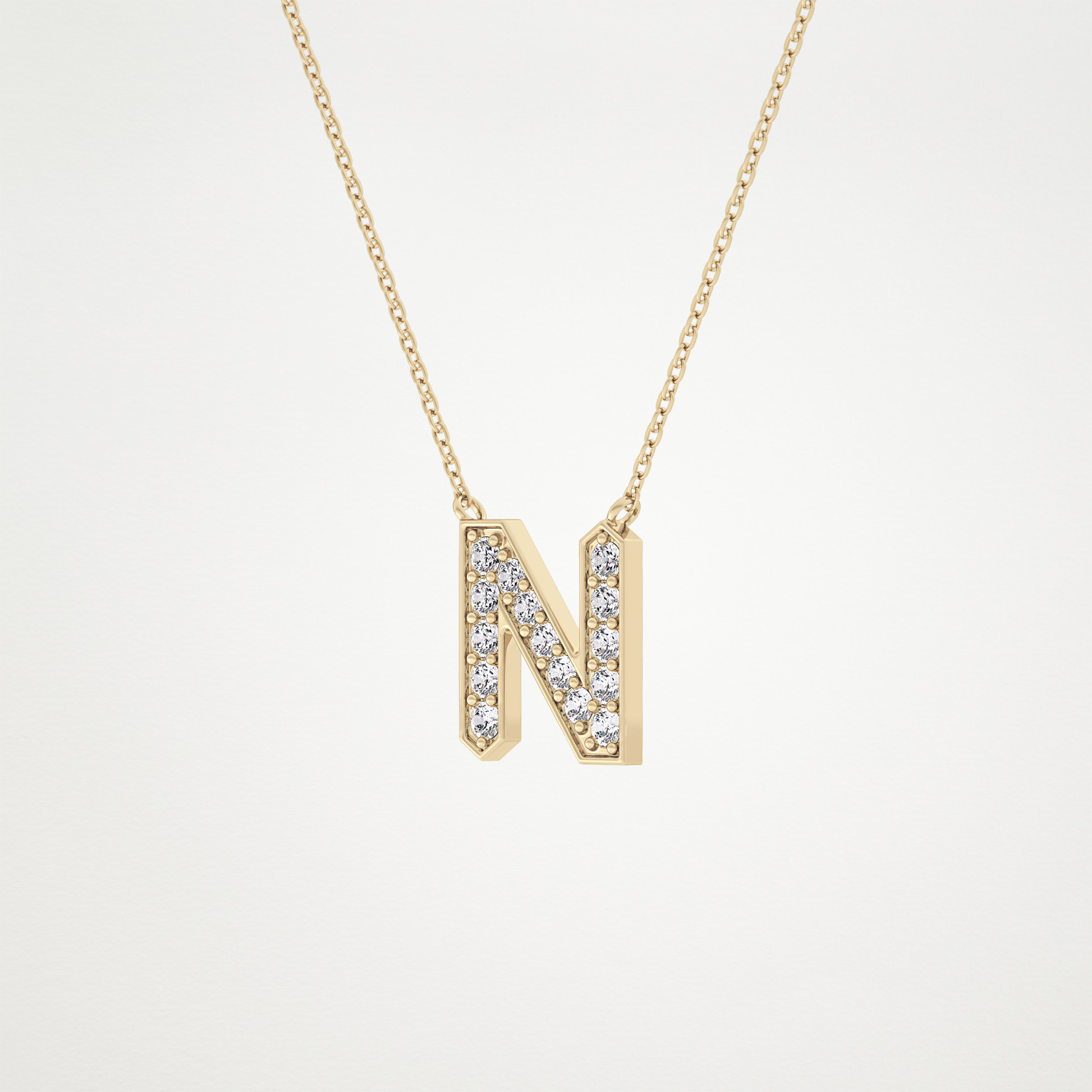 0.31 CT Moissanite N-Shaped Necklace in 14K or 18K Solid Gold – DEF Color, VVS Clarity