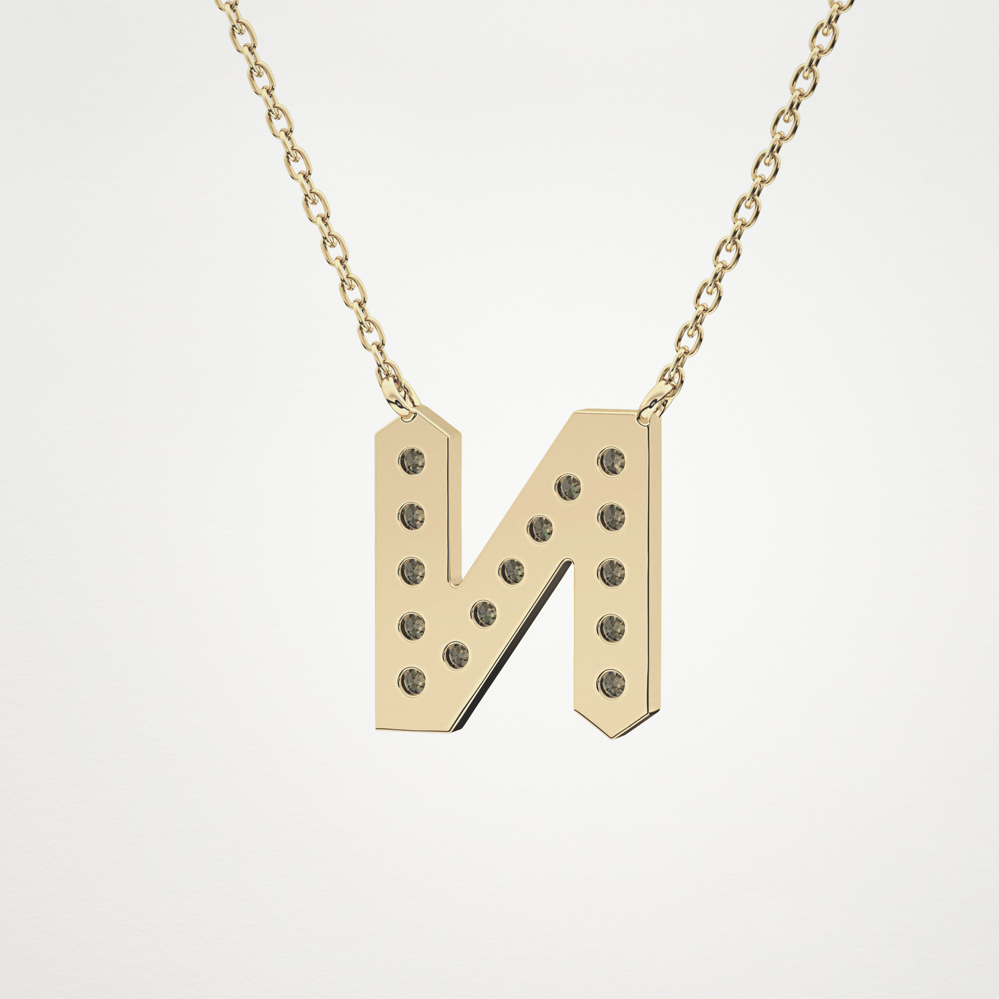 0.31 CT Moissanite N-Shaped Necklace in 14K or 18K Solid Gold – DEF Color, VVS Clarity