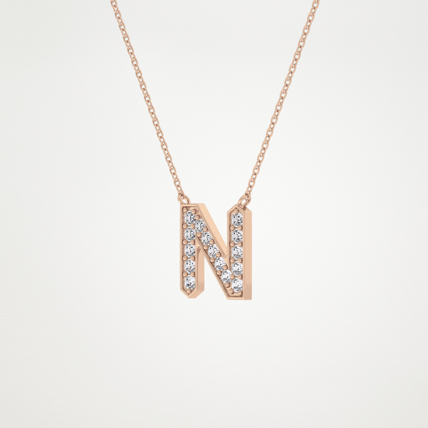 0.31 CT Moissanite N-Shaped Necklace in 14K or 18K Solid Gold – DEF Color, VVS Clarity