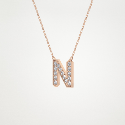 0.31 CT Moissanite N-Shaped Necklace in 14K or 18K Solid Gold – DEF Color, VVS Clarity