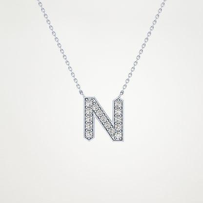 0.31 CT Moissanite N-Shaped Necklace in 14K or 18K Solid Gold – DEF Color, VVS Clarity
