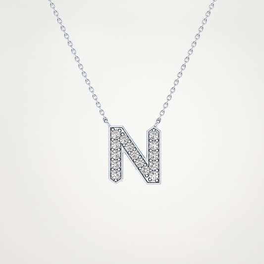 0.31 CT Moissanite N-Shaped Necklace in 14K or 18K Solid Gold – DEF Color, VVS Clarity