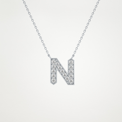 0.31 CT Moissanite N-Shaped Necklace in 14K or 18K Solid Gold – DEF Color, VVS Clarity
