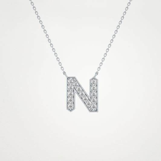 0.31 CT Moissanite N-Shaped Necklace in 14K or 18K Solid Gold – DEF Color, VVS Clarity