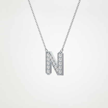 0.31 CT Moissanite N-Shaped Necklace in 14K or 18K Solid Gold – DEF Color, VVS Clarity
